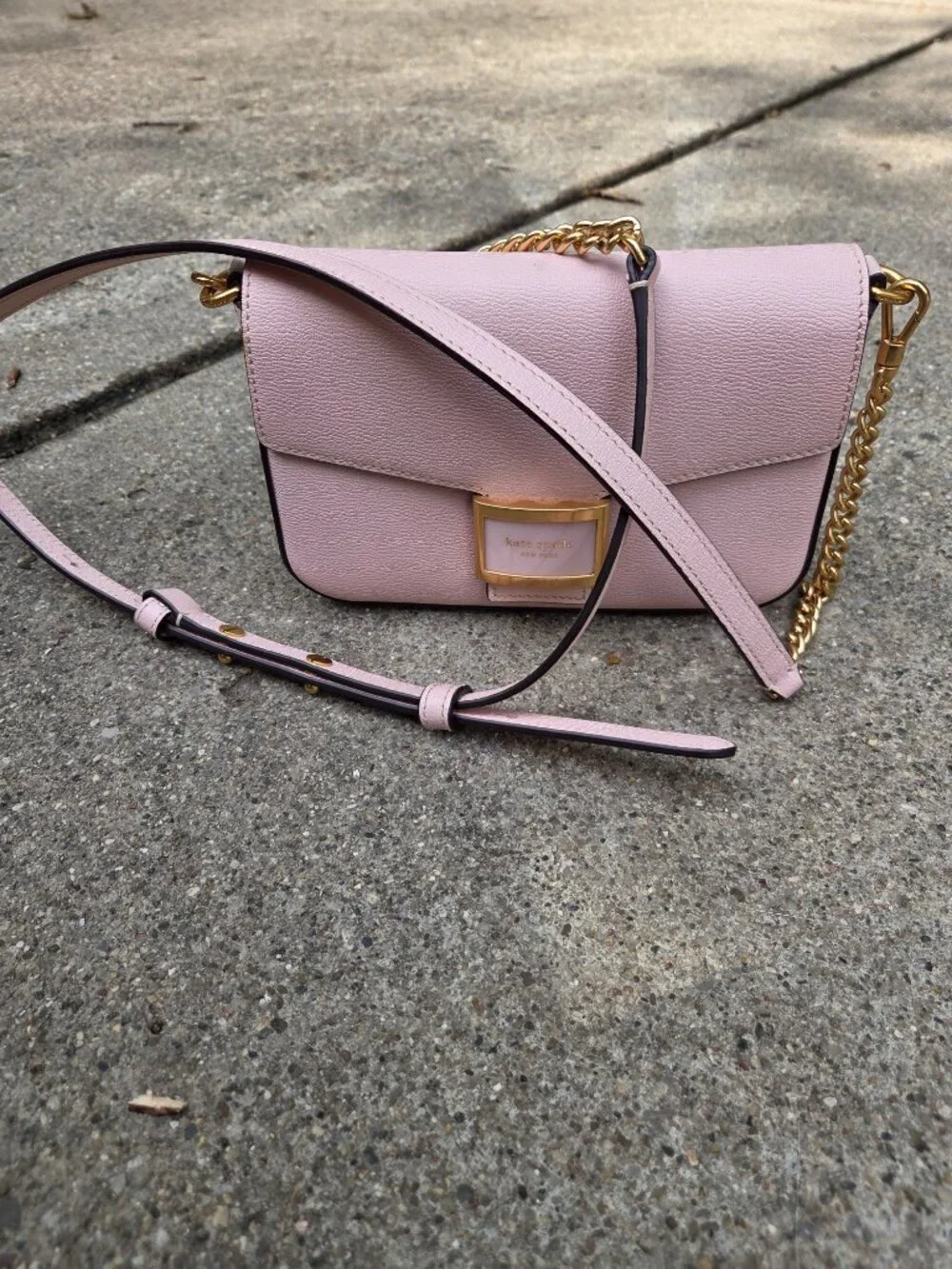 Kate Spade Katy Textured Lthr Medium Convertible Shoulder Bag ANTIQUE PINK